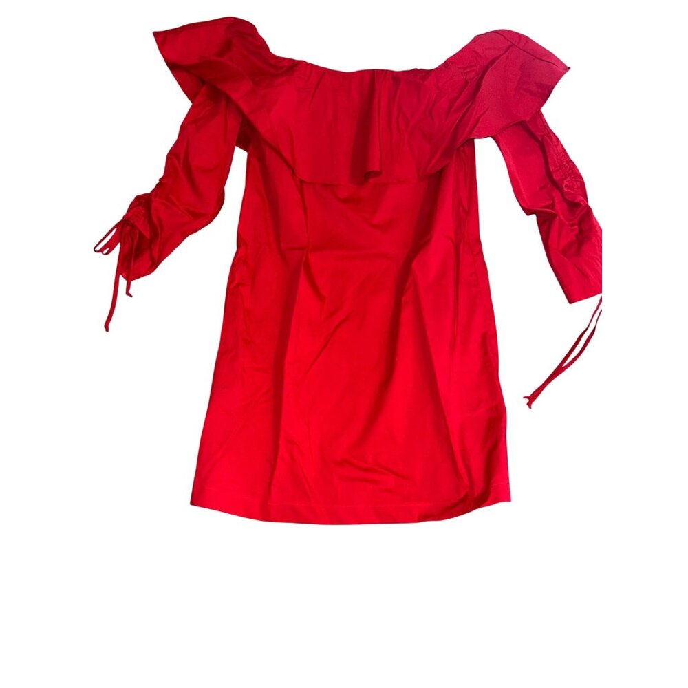 Off-Shoulder Red Dress With Tie Sleeves By Socialite Size S